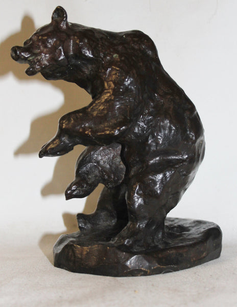 Western - Statue de Grizzly Grand Ours Brun