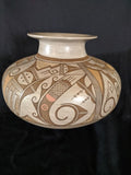 Extraordinary Large Tradition Hopi Polychrome Pottery Jar, with Humming Bird Figures, by Dee Setalla, # 1611