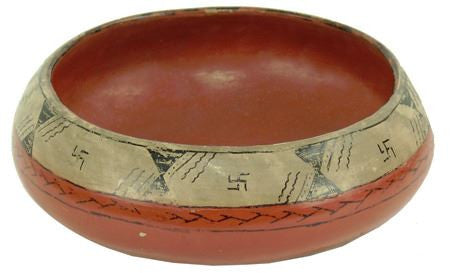 Native American, Maricopa Poly Chrome Pottery Bowl, by Lula Young, Ca 1940's, #1124-Sold