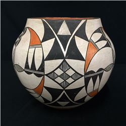 Native American Vintage Acoma Poly Chrome Pottery Olla, Ca 1960's, #1326