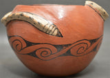 Native American, Vintage Maricopa Pottery Rattle Snake Bowl, Ca Mid 1900's, #1473 SOLD