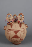 Native American, Vintage Maricopa Rare Triple Headed Effigy, by Barbara Johnson, Ca 1950's, #1395 Sold