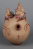 Native American, Vintage Maricopa Rare Triple Headed Effigy, by Barbara Johnson, Ca 1950's, #1395 Sold