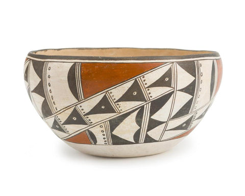 Native American, Vintage Acoma Poly Chrome Pottery Dough Bowl, Ca 1950's, #1501 SOLD