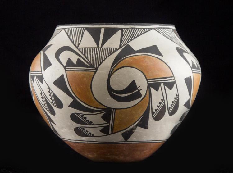 Native American Vintage Acoma Poly Chrome Pottery Olla, "Ca 1970's, #1222