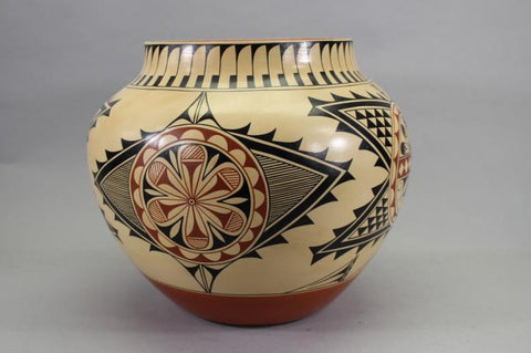 Native American, Jemez Poly Chrome Pottery Olla, by Phyllis M. Tosa, #1179