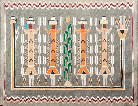 Native American, Exceptional Vintage Navajo Yei Weaving, by Lucy Farley (1940's-1994), Ca 1970's, #1480 Sold