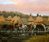 Western Artist, Ron Stewart Oil Painting, "In The Morning Glow",#776