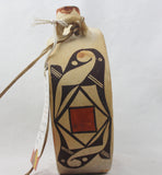 Native American, Vintage Acoma Poly Chrome Pottery Canteen, Ca 1970's, #1370 SOLD