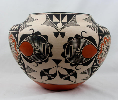 Native American, Vintage Acoma Poly Chrome Pottery Olla, by Rachel Aragon, Ca 1980's, #1474. SOLD