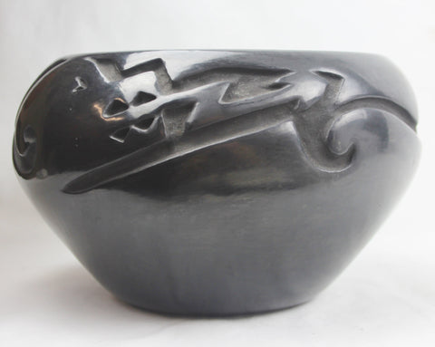 Native American, Vintage Santa Clara Pueblo Blackware Bowl by Judy & Lincoln Tafoya, Ca, 1992 #1479 SOLD