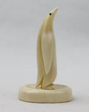 Vintage Inuit Hand Carved Walrus Ivory Miniature Penguin Figure with Base, Ca 1970's,#1537