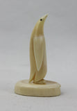 Vintage Inuit Hand Carved Walrus Ivory Miniature Penguin Figure with Base, Ca 1970's,#1537