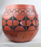 Native American Santo Domingo Red on Black, Large Storage Jar by Raphaelita Aguilar, Ca 1968, #1570 SOLD