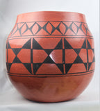 Native American Santo Domingo Red on Black, Large Storage Jar by Raphaelita Aguilar, Ca 1968, #1570 SOLD