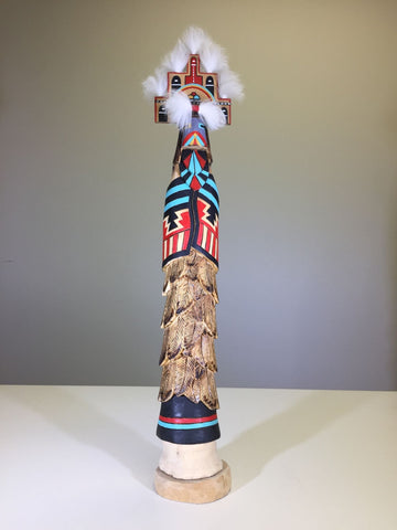 Native American, Kachina with Feather Head Dress, Ca 1990, #1241. Erin will sell on her end.