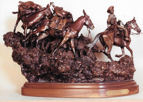 James Regimbal Rare Ltd Edition Western Bronze "Hunting Party" Cowboy and Indians, 60/60, Ca 1992 #1515