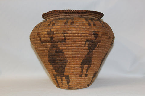 Pima Basket : Pima Indian Olla Basket with Human Figures and Gila Monsters #25 Sold