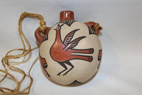 Canteen : Native American Zia Polchrome Bird Design Canteen, signed by Sofia Medina #127 SOLD