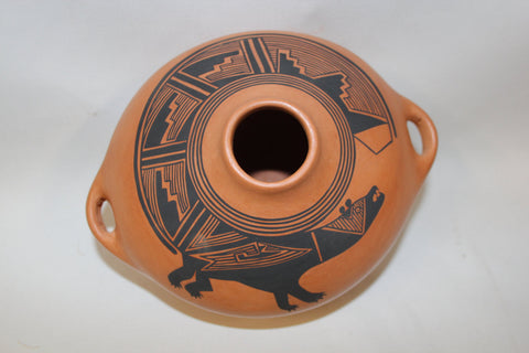 Western Canteen : Native American Santo Domingo Pottery Canteen, signed by Mark Wayne Garcia #132