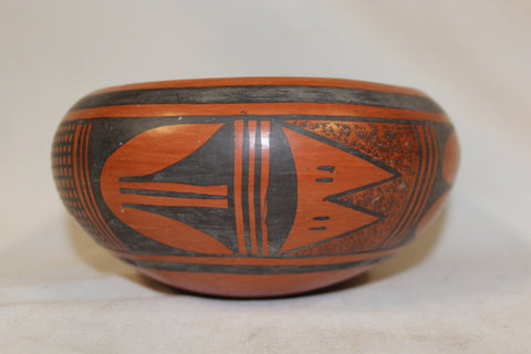 Native American Bowl : Excellent 1950's Hopi Traditional Black on Red Bowl, by Ethel Youvella #252 Sold