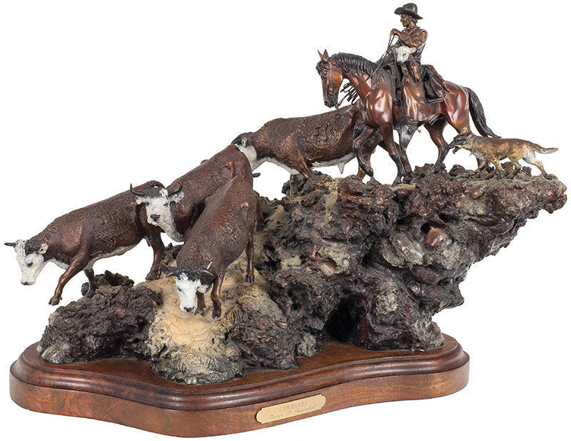 Western Decor : James Regimbal, Bronze Sculpture, Signed, Limited Edition, 26/50. ‰ÛÏCowhands‰۝, 1989, #590