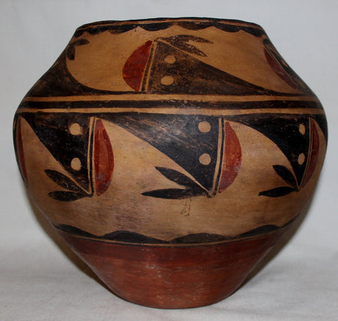 Native American Pottery, Zia Pueblo Pottery Olla, Polychrome Zia Water Jar/Olla, Early 1900's # 681 SOLD