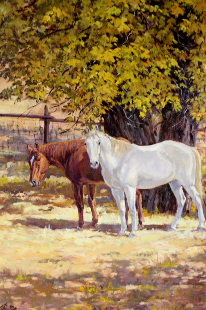 Western Artist: Ron Stewart, ‰ÛÏAutumn Buddies‰۝, Oil Painting, Signed Lower Left Hand Corner, # 747