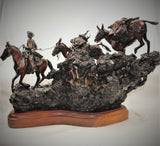 James Regimbal Rare Ltd Edition Western Bronze "Hunting Party" Cowboy and Indians, 60/60, Ca 1992 #1515