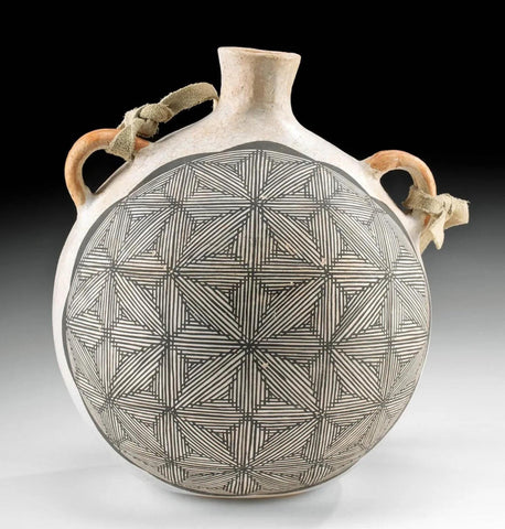 An early Acoma Polychrome Pottery Canteen, attributed to Lucy Lewis, Ca 1930, #1778. SOLD