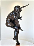 Western Artist, Lincoln Fox, Rare Bronze Sculpture titled, "Woman With Owl" 4/10, Ca 1978, #1751