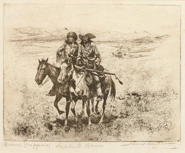 Western Art : Edward Borein, Cowboy Artist, Western Artist, "Return of the Trappers" # 334