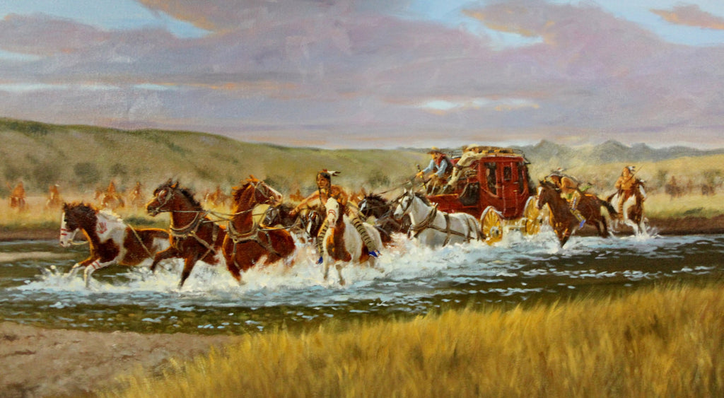 Western Artist: Ron Stewart, ‰ÛÏGrabbing For The Leader‰۝, Oil Painting